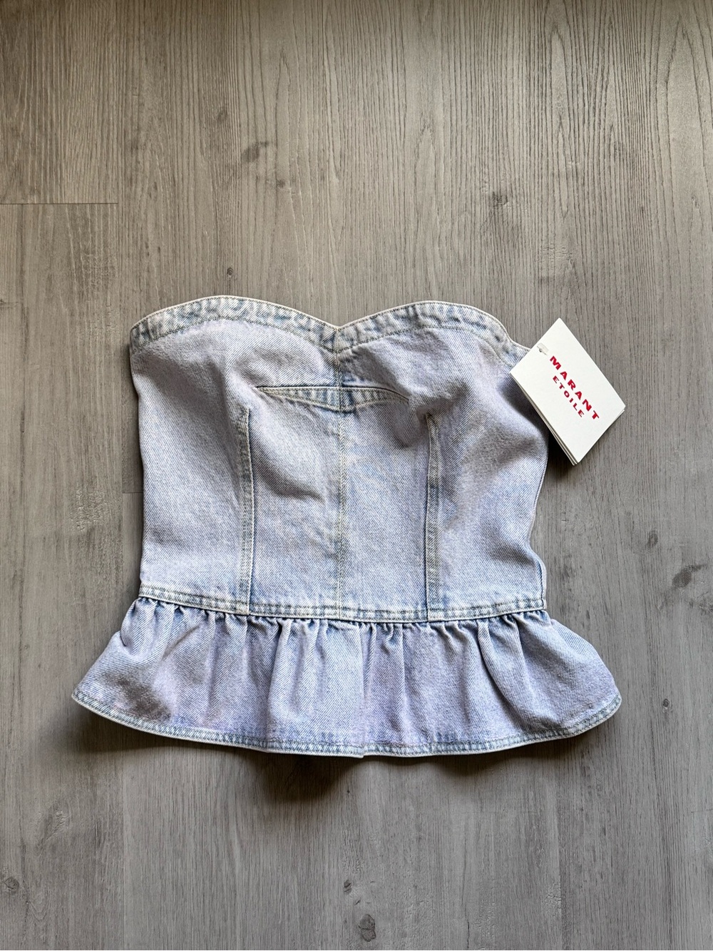 NWT Isabel Marant Étoile Solizinia Strapless Denim Peplum Top - Size 36